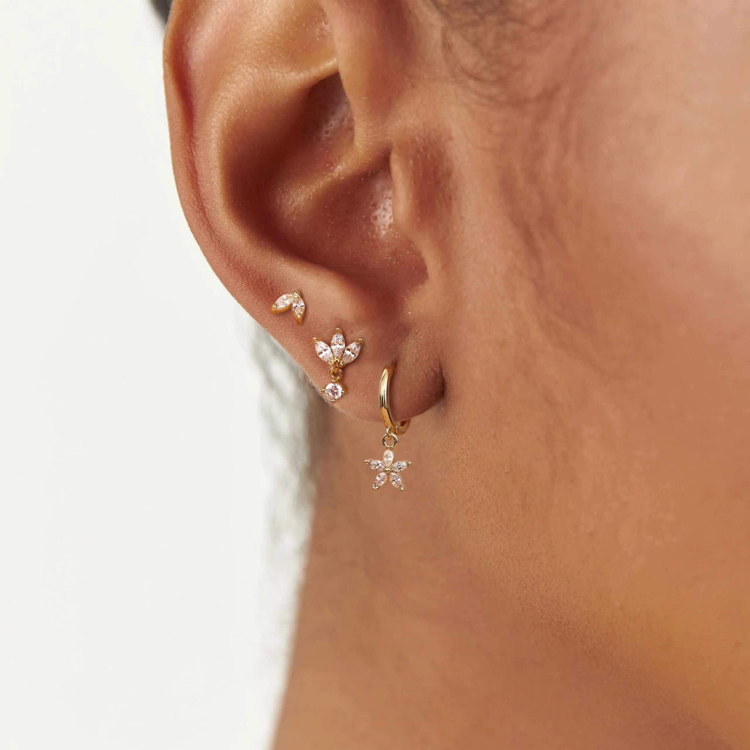 BodyBonita Set Orecchini Donna Pendenti per Cartilagine Placcati in Oro 14K, 3 Paia - immagine 6