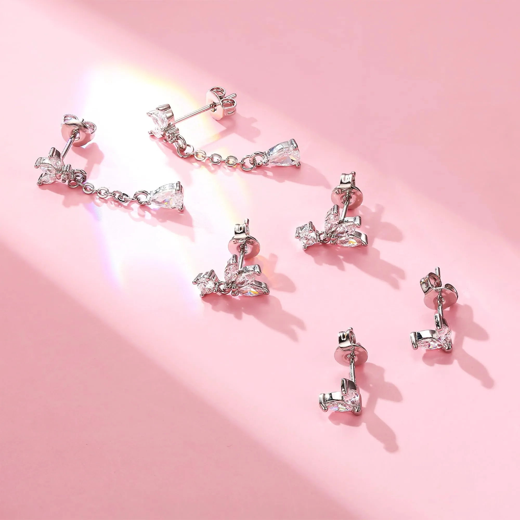 BodyBonita Set Orecchini Pendenti per Cartilagine in Color Argento, 3 Paia - immagine 4