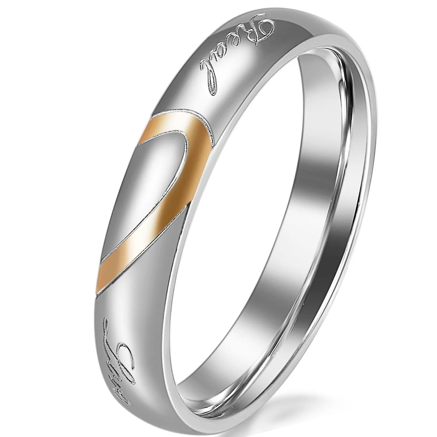 JewelryWe Coppia Anelli Rotondi da Uomo e Donna in Acciaio Inossidabile - immagine 1