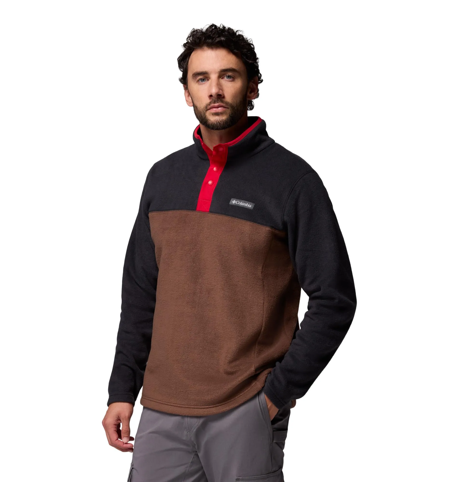 Columbia Steens Mountain Half Snap 2 Pile Pull Over, Tabacco, Nero, Mtn Red, S - immagine 3