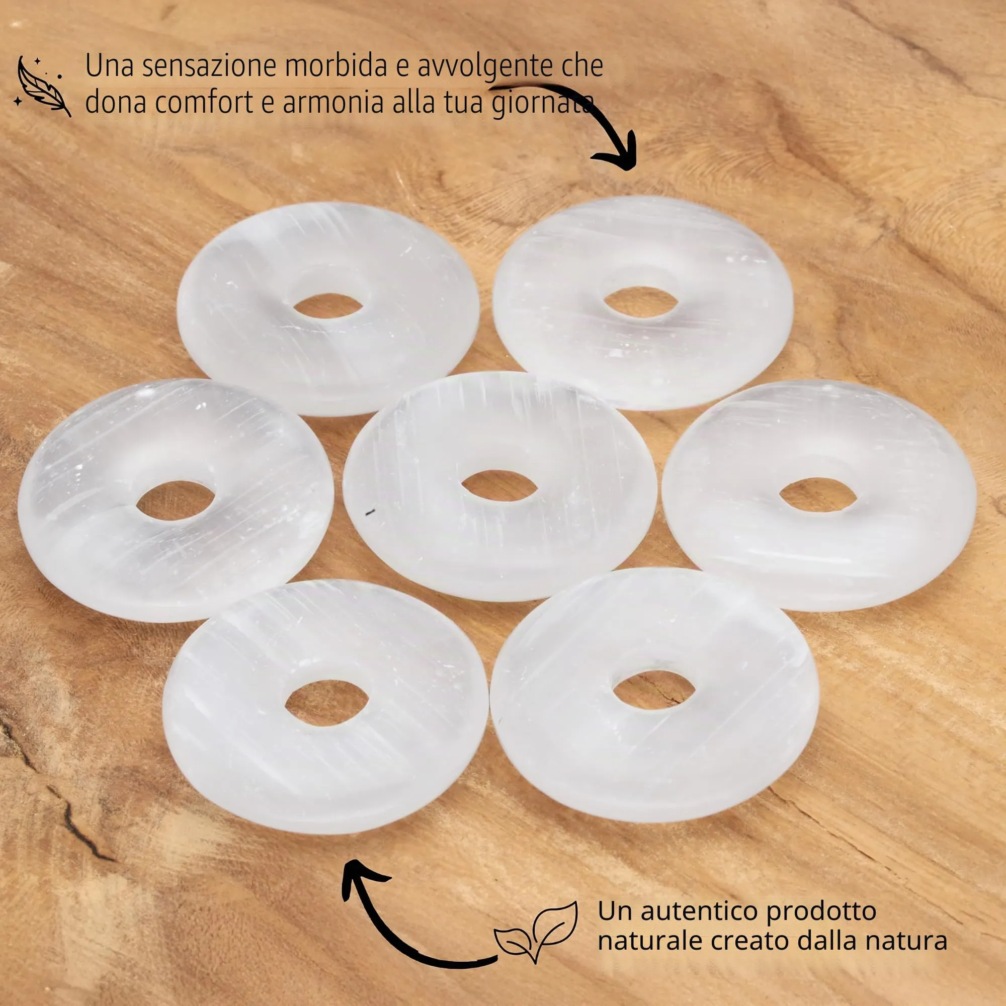 Lebensquelle Plus Donut in pietra preziosa 30 mm con cordoncino in cotone e scheda pietra - immagine 3