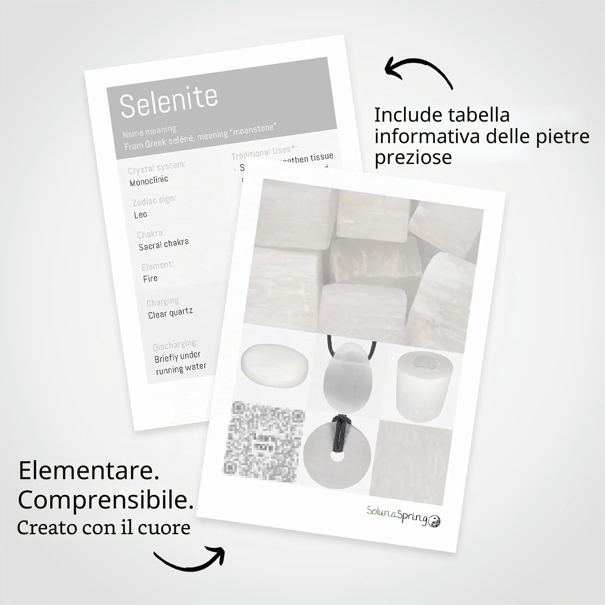 Lebensquelle Plus Donut in pietra preziosa 30 mm con cordoncino in cotone e scheda pietra - immagine 4