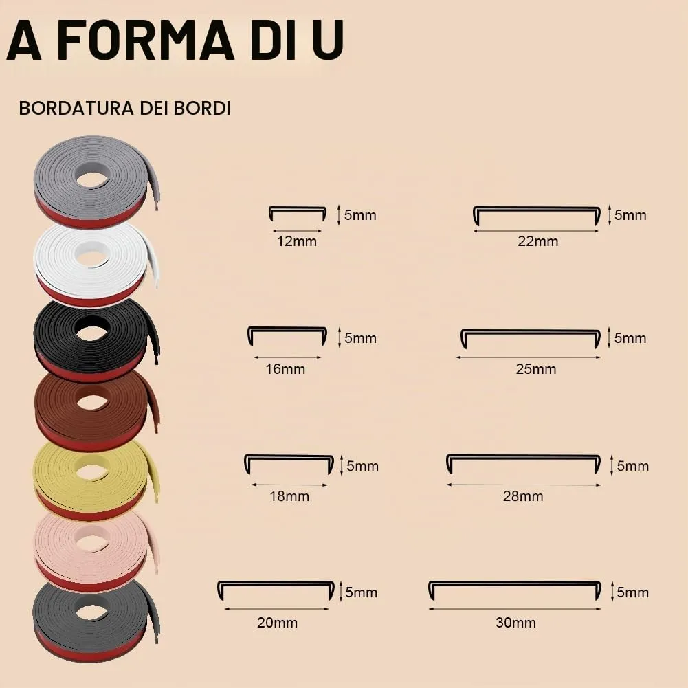 Flintronic Bordatura Autoadesiva a Forma di U, 5m x 18mm - immagine 6