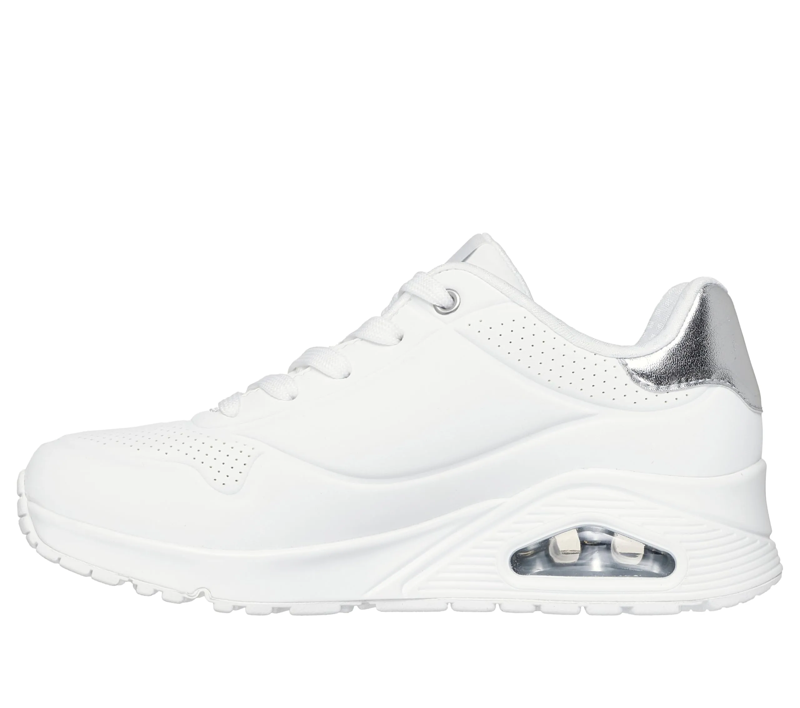 Skechers Uno Golden Air Scarpe da Ginnastica da Donna, White Durabuck/Silver Trim, 37 EU - immagine 1