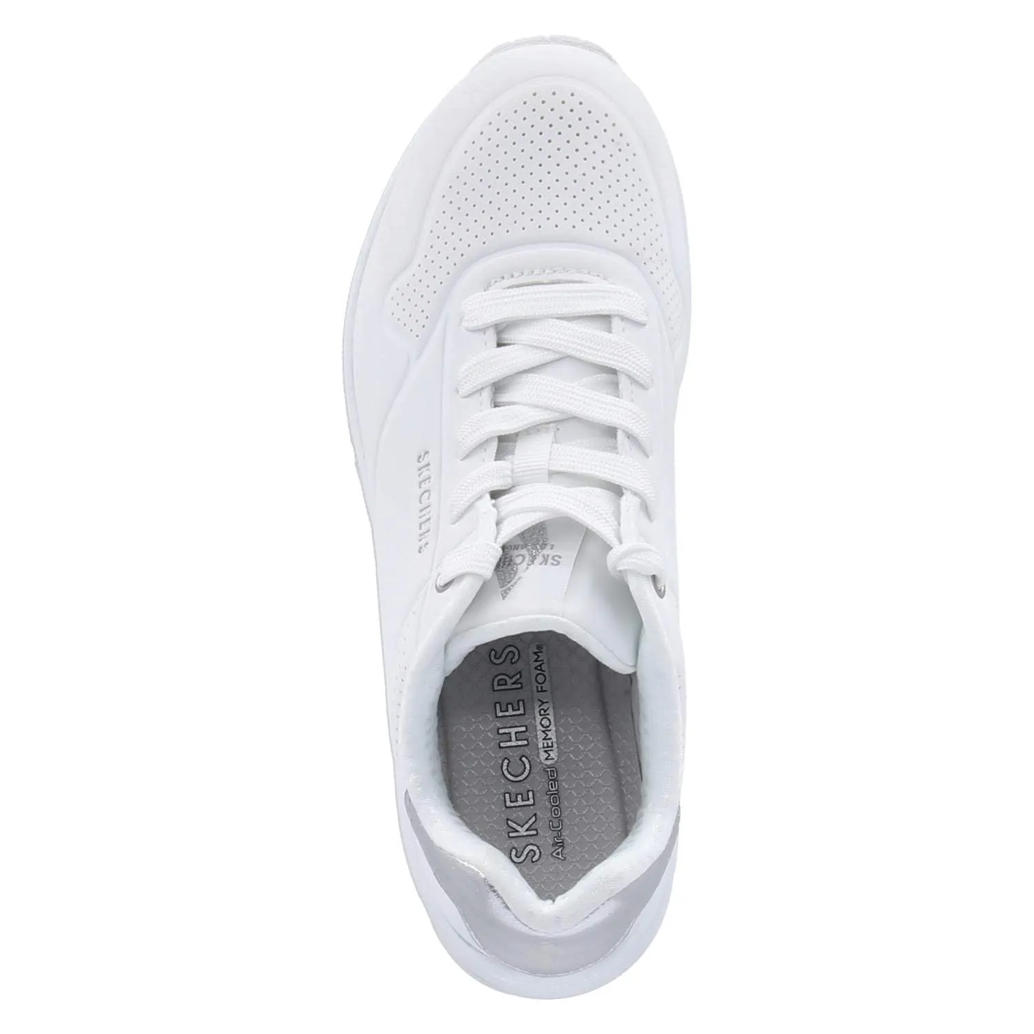 Skechers Uno Golden Air Scarpe da Ginnastica da Donna, White Durabuck/Silver Trim, 37 EU - immagine 7