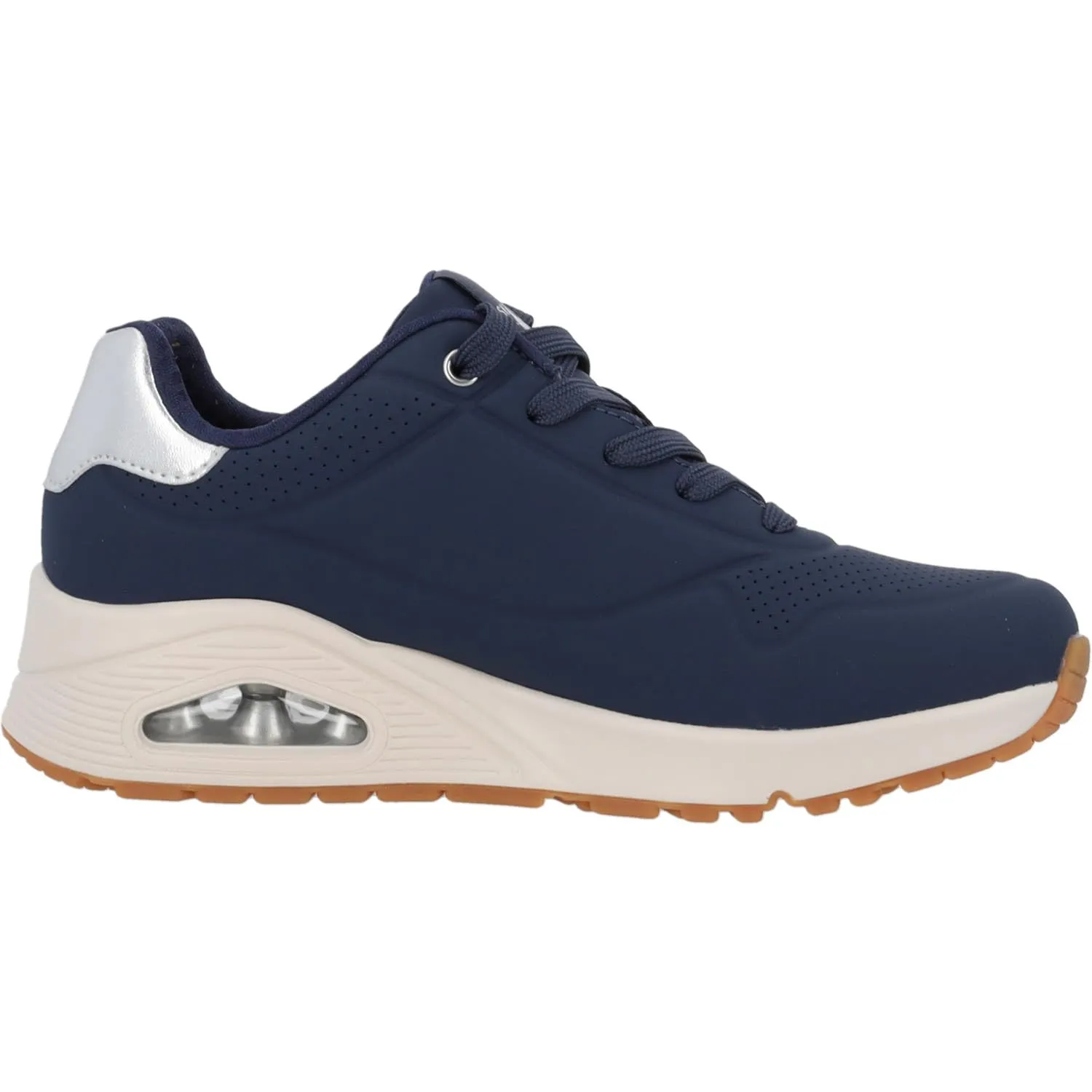 Skechers Uno Golden Air Scarpe da Ginnastica da Donna, Navy Durabuck/Silver Trim, 38.5 EU - immagine 3