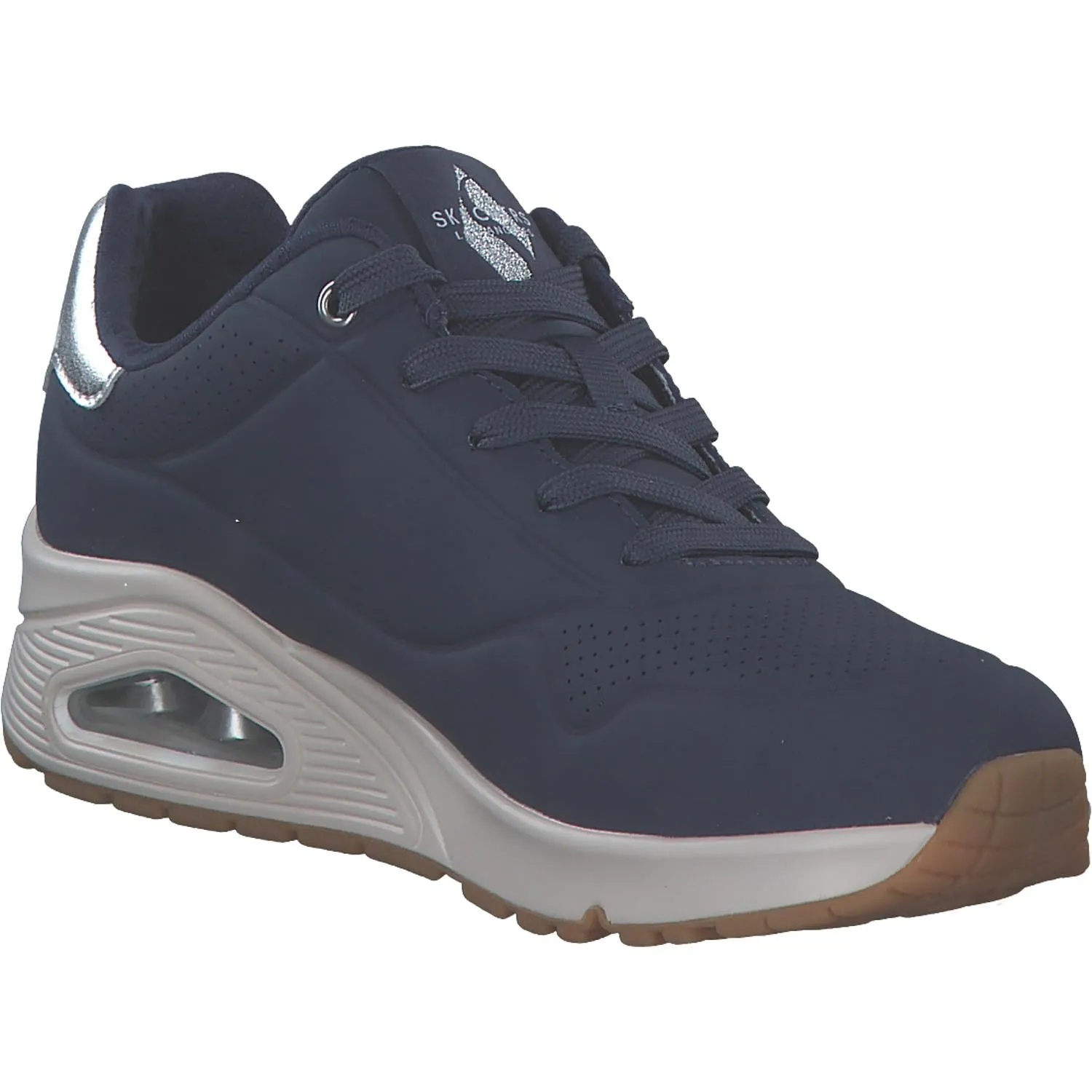 Skechers Uno Golden Air Scarpe da Ginnastica da Donna, Navy Durabuck/Silver Trim, 36 EU - immagine 6