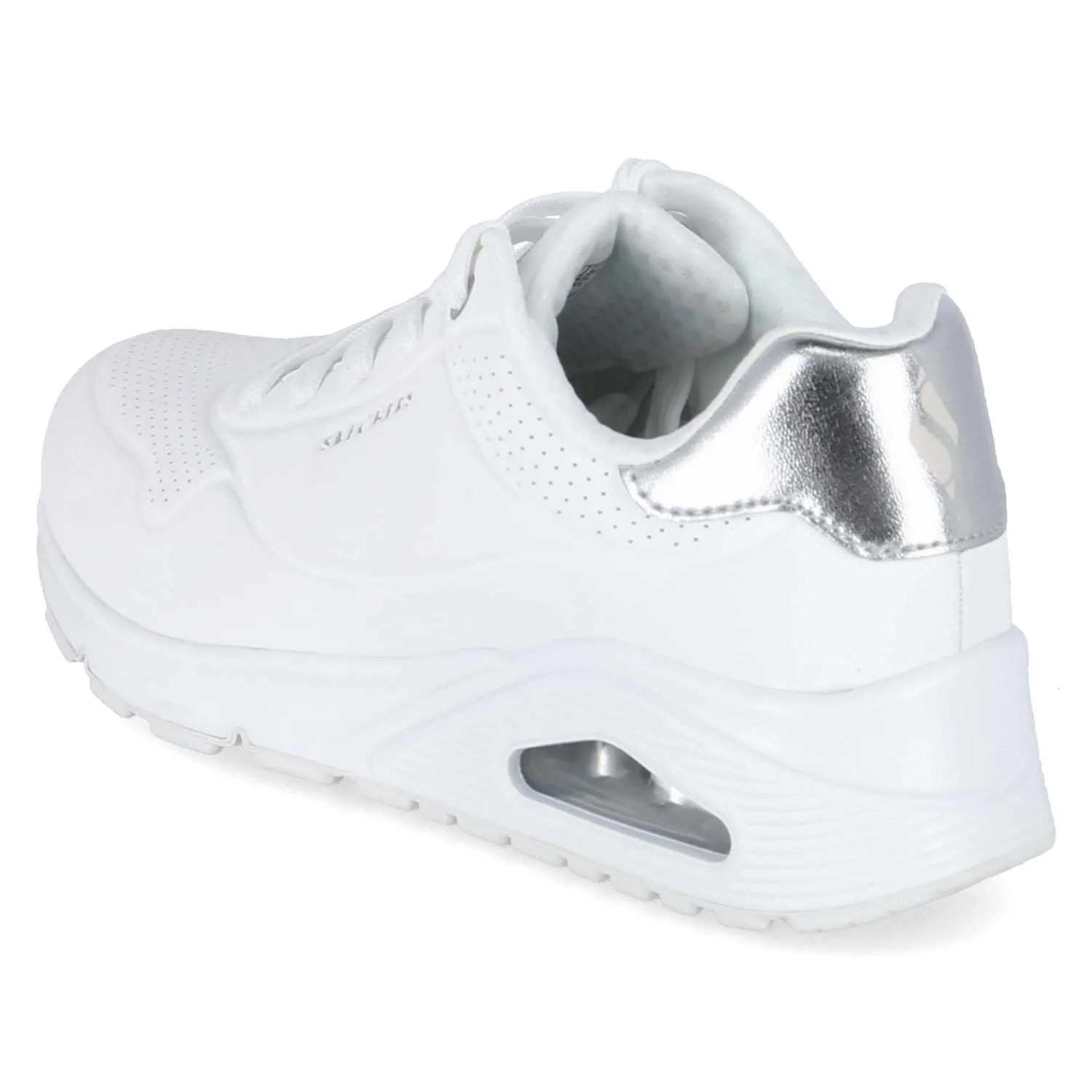 Skechers Uno Golden Air Scarpe da Ginnastica da Donna, White Durabuck/Silver Trim, 40 EU - immagine 4