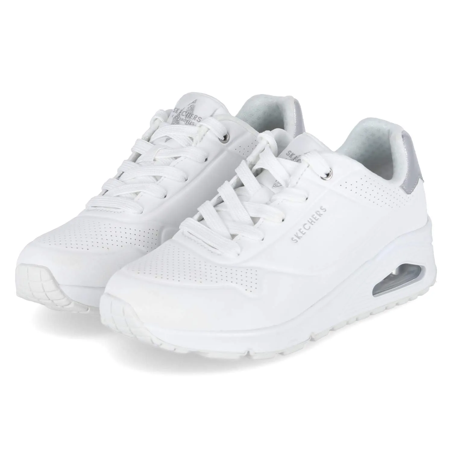 Skechers Uno Golden Air Scarpe da Ginnastica da Donna, White Durabuck/Silver Trim, 37.5 EU - immagine 2
