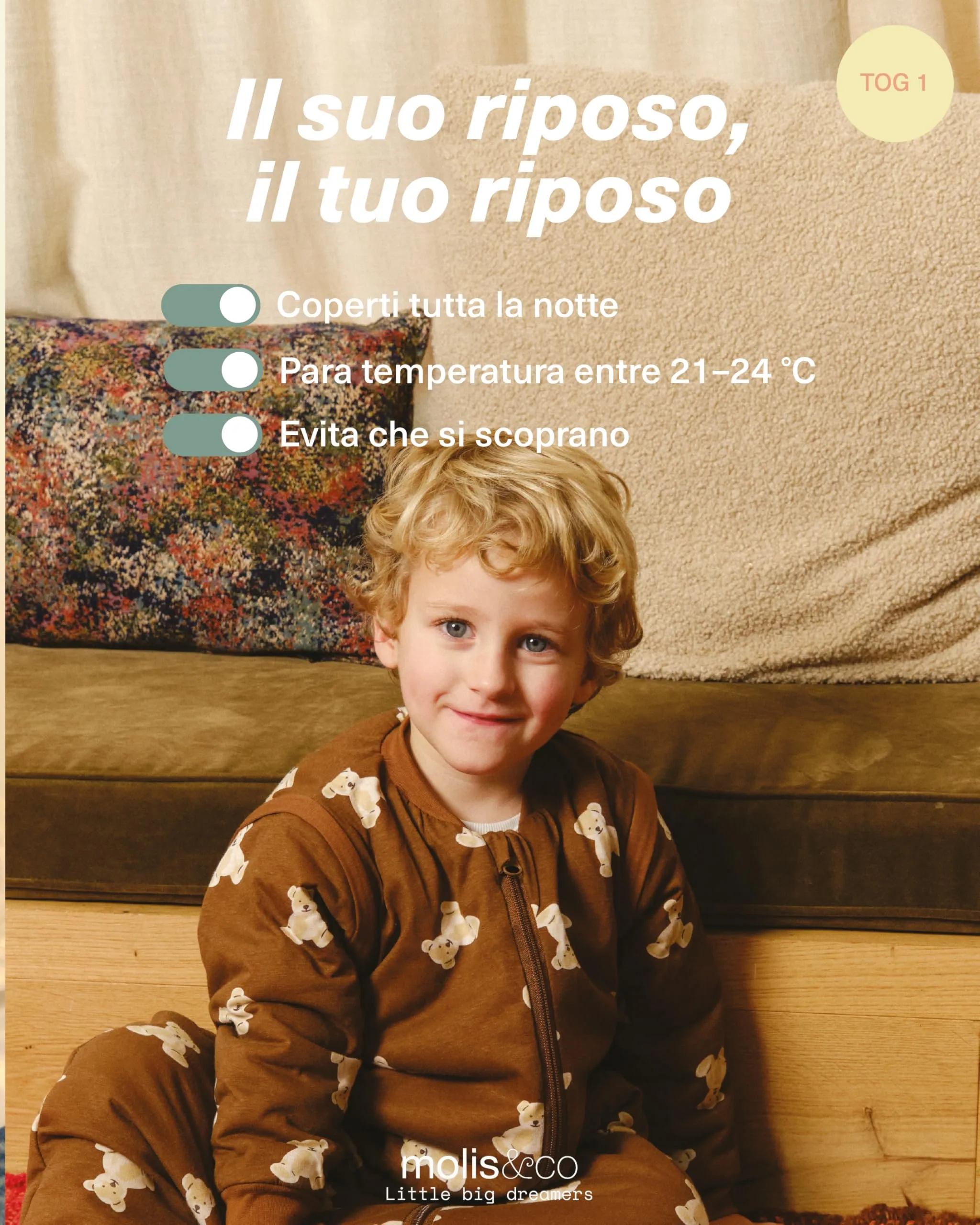 molis&co Sacco Nanna con piedini, maniche staccabili e calzini, 100% Cotone Oeko-Tex, Leggermente Imbotito, Teddy Mocca (3-6 mesi) - immagine 5