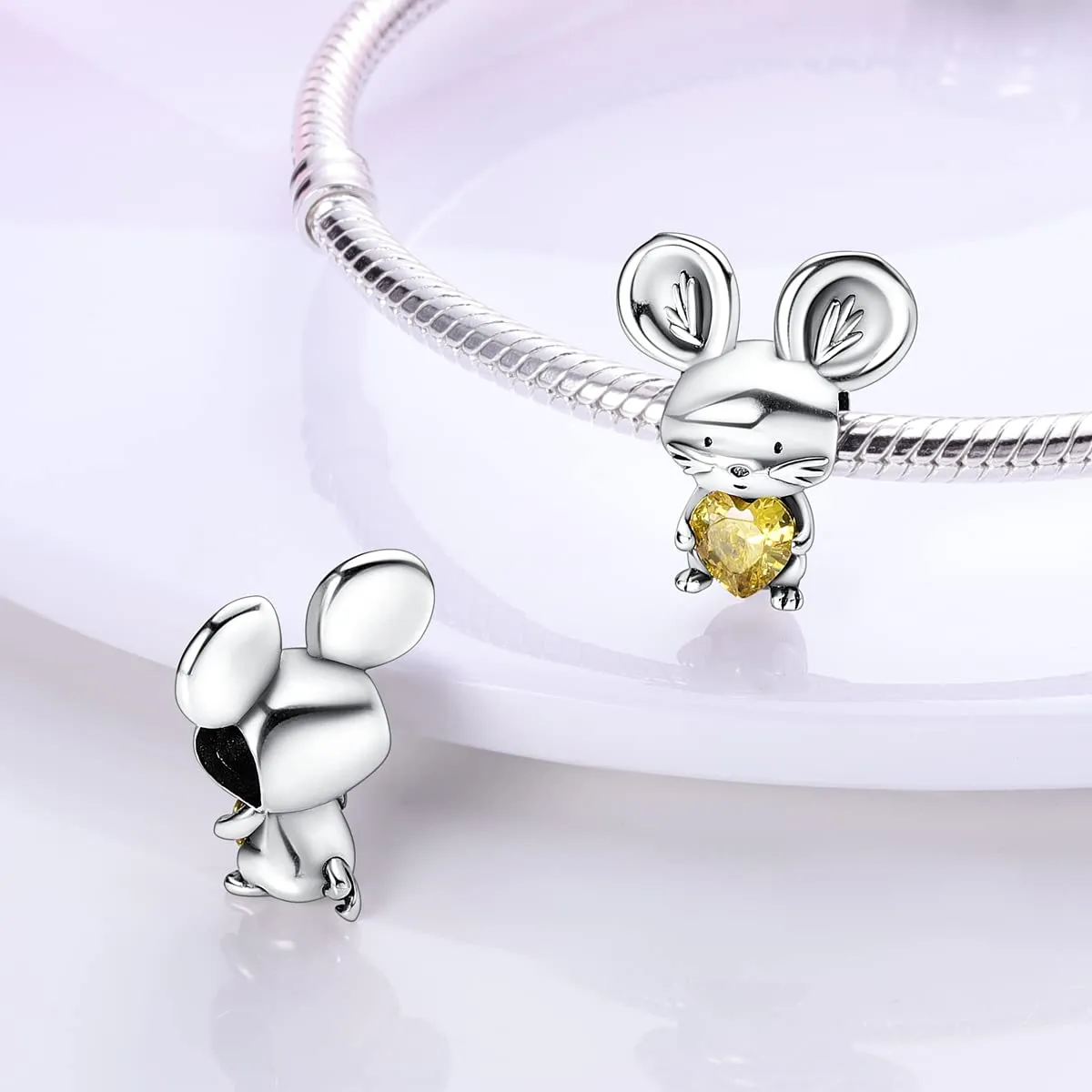 CYMYSS Charm Ciondoli Donna in Argento 925 per Bracciali e Collane Europei, Ciondolo Pendente Bead, Clip Stopper e Catena di Sicurezza - immagine 3