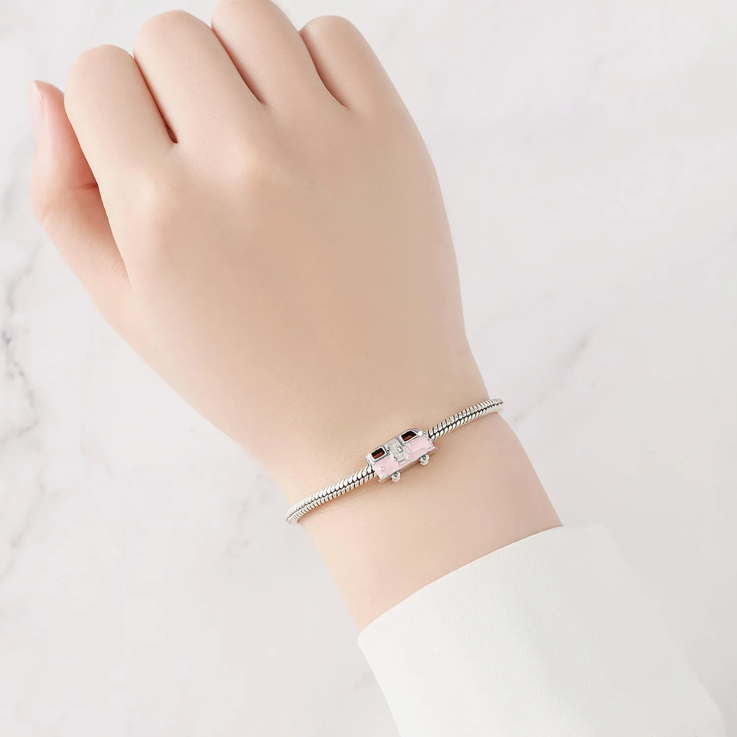 CYMYSS Charm in Argento 925 per Bracciali e Collane Europei, Ciondolo Pendente Bead, Clip Stopper e Catena di Sicurezza - immagine 5