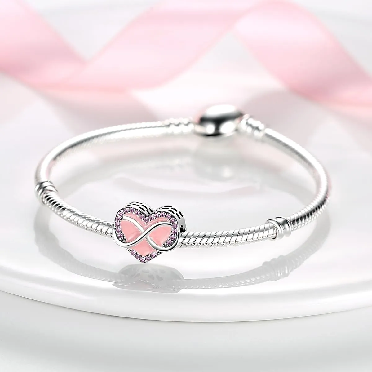 CYMYSS Charm in Argento 925 per Bracciali e Collane Europei, Ciondoli Pendenti, Bead, Clip Stopper e Catena di Sicurezza - immagine 3