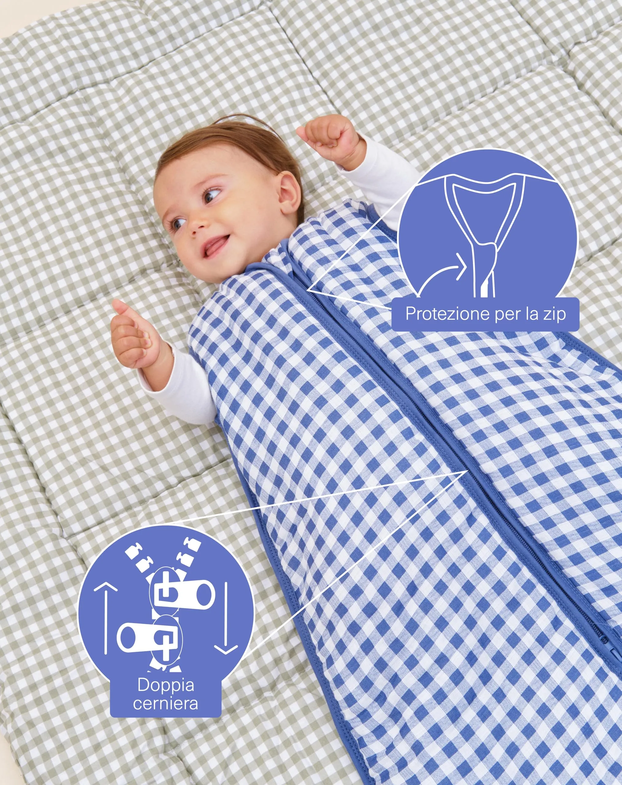 molis&co Sacco Nanna 2.5 TOG per Neonati 6-18 mesi (85 cm) Mussola Premium Senza Maniche - Fjord - immagine 3