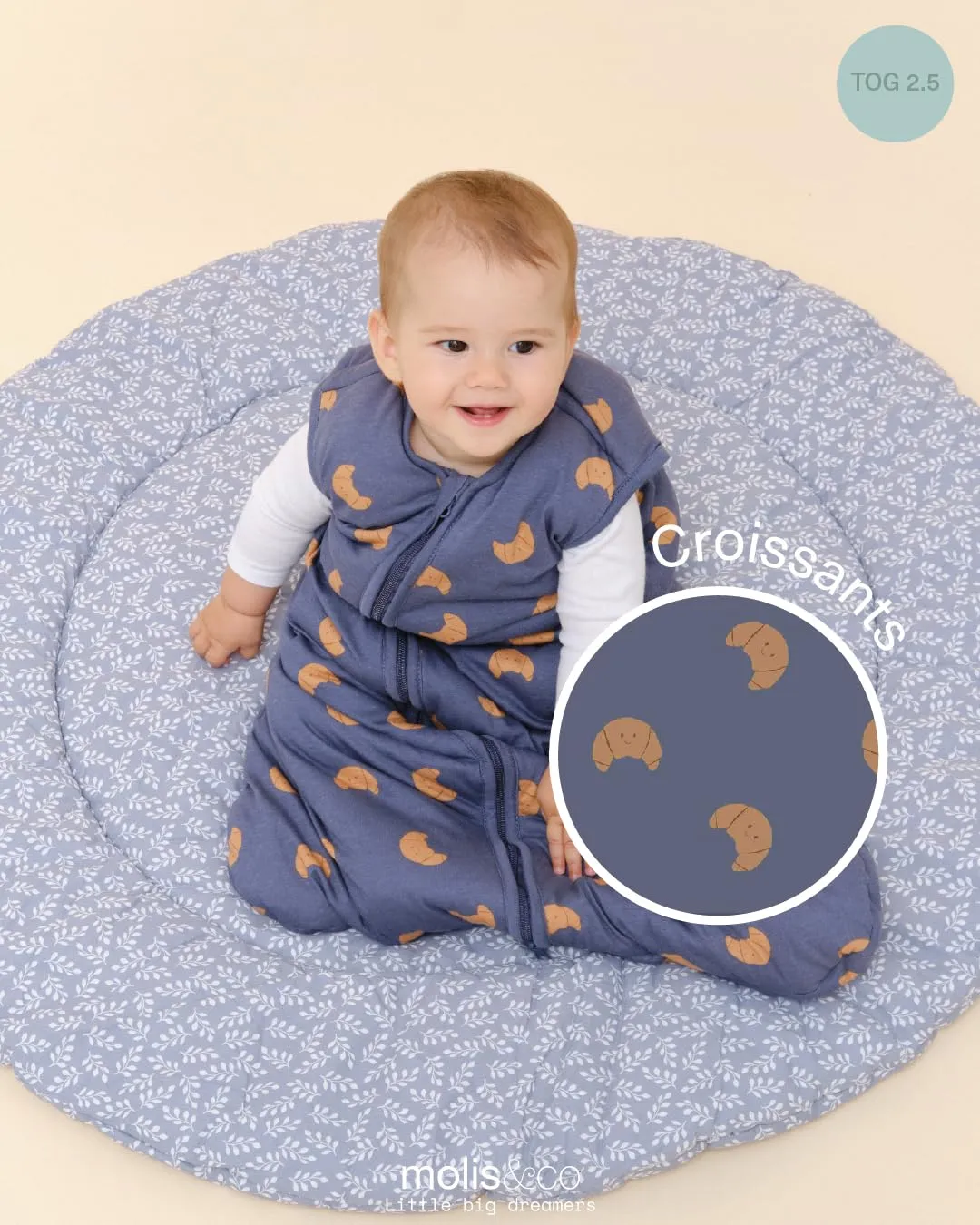 molis & co Sacco Nanna Invernale per Neonati e Bambini 2.5 TOG, 100% Cotone Oeko-TEX 100, Croissants (0-6 mesi) - immagine 4