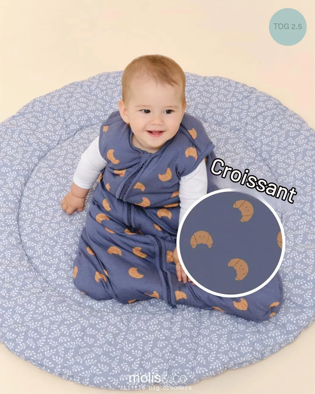 molis & co Sacco Nanna Invernale 2.5 TOG 100% Cotone Oeko-TEX 100 - Croissants (18-36 mesi) - immagine 4