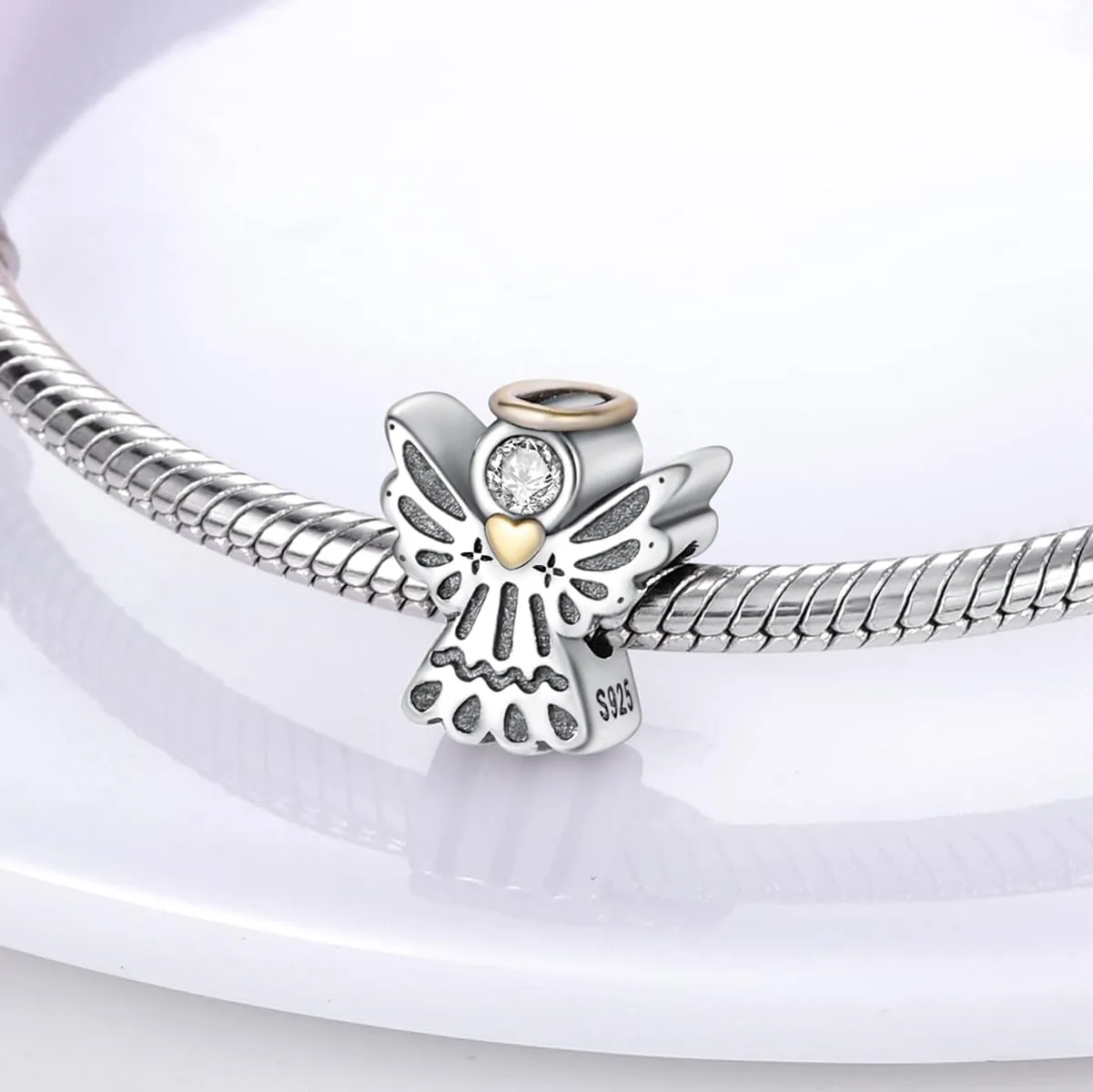 CYMYSS Charm in Argento 925 per Bracciali e Collane Europei con Ciondoli, Bead, Clip Stopper e Catena di Sicurezza - immagine 3