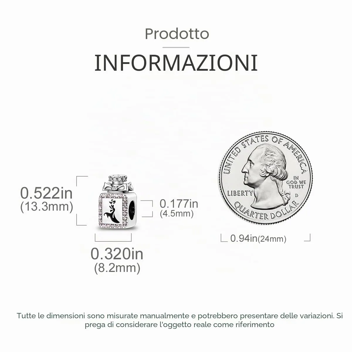 CYMYSS Charm in Argento 925 Compatibili con Bracciali e Collane Europei, Ciondolo Pendente Bead, Clip Stopper e Catena di Sicurezza - immagine 3