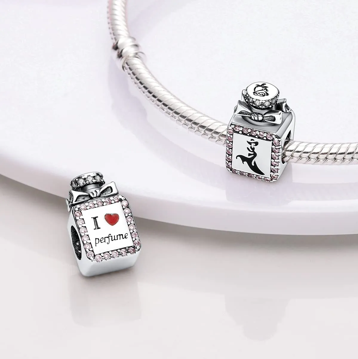 CYMYSS Charm in Argento 925 Compatibili con Bracciali e Collane Europei, Ciondolo Pendente Bead, Clip Stopper e Catena di Sicurezza - immagine 4