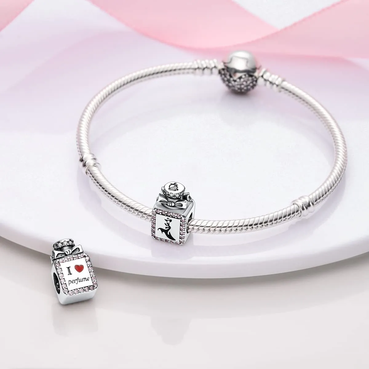 CYMYSS Charm in Argento 925 Compatibili con Bracciali e Collane Europei, Ciondolo Pendente Bead, Clip Stopper e Catena di Sicurezza - immagine 5