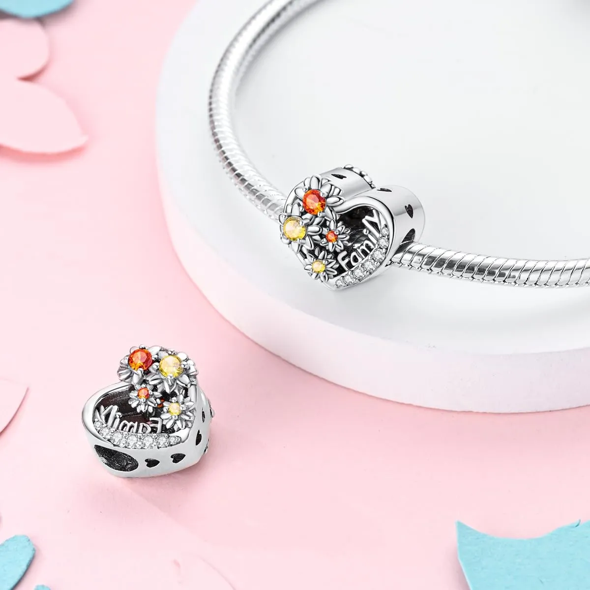 CYMYSS Charm Ciondoli Donna in Argento 925 per Bracciali e Collane Europei, Ciondolo Pendente Bead, Clip Stopper e Catena di Sicurezza - immagine 3