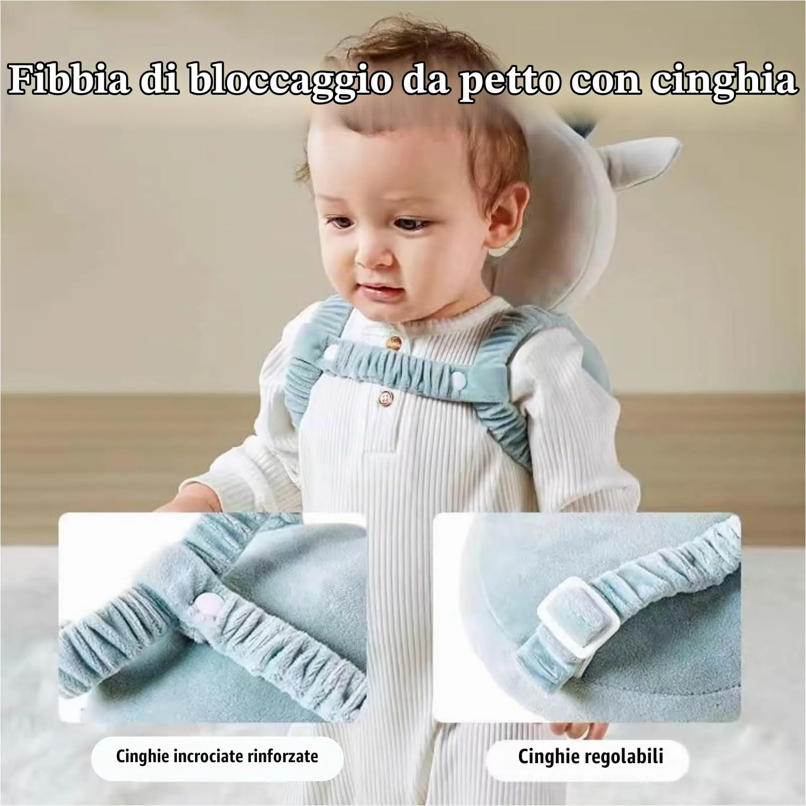 Bambebe Protezione Testa Anticaduta per Neonato e Bambini, Cuscino Zainetto Regolabile Primi Passi (Cervo) - immagine 5
