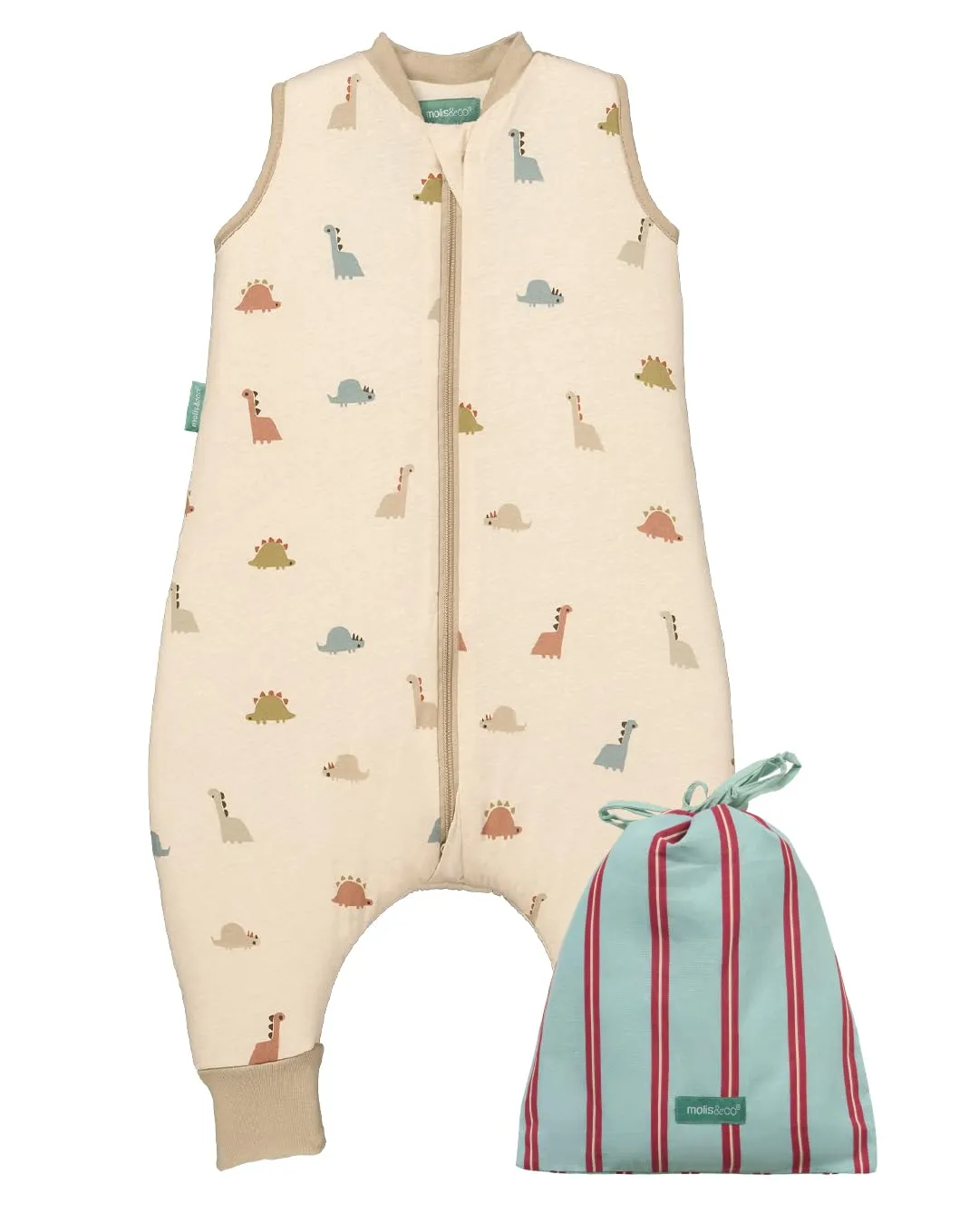 molis & co Sacco Nanna con Piedini Invernale 2.5 TOG 100% Cotone Oeko-Tex 100, Dinos (2 Anni) - immagine 1