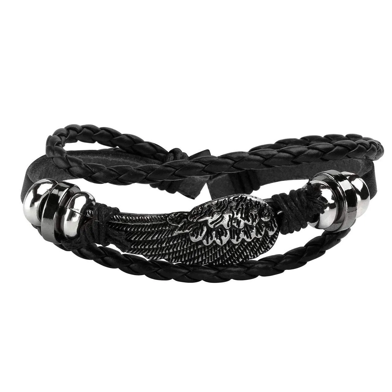 Manfnee 12Pcs Bracciale Cordone Pelle PU Intrecciata Punk Gotico Vintage Uomo Donna Nero Regolabile - immagine 2