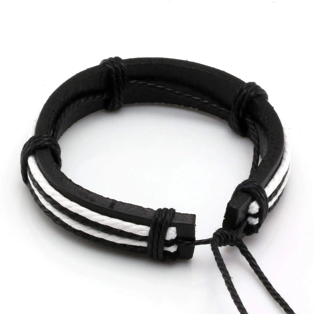 Manfnee 12Pcs Bracciale Cordone Pelle PU Intrecciata Punk Gotico Vintage Uomo Donna Nero Regolabile - immagine 6
