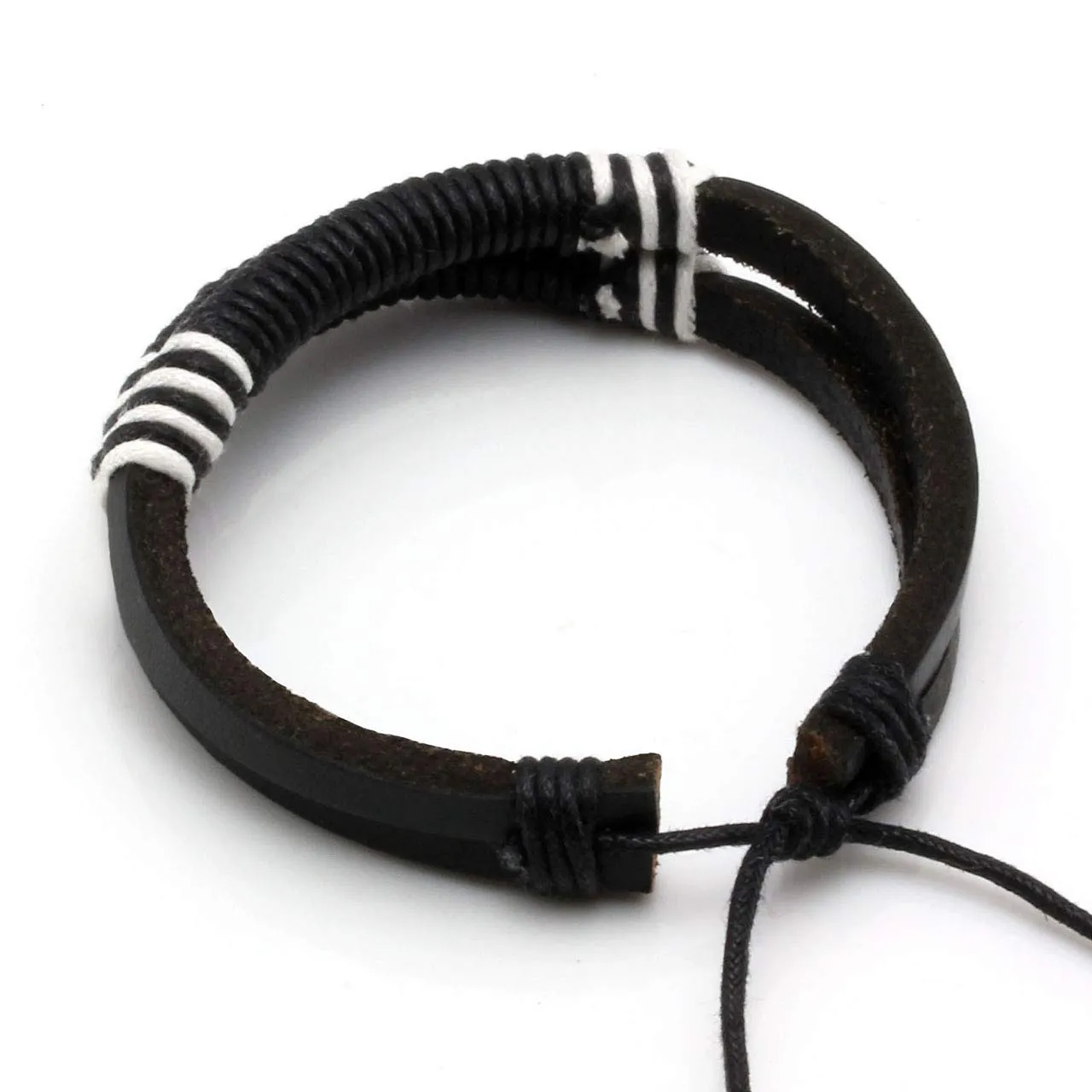 Manfnee 12Pcs Bracciale Cordone Pelle PU Intrecciata Punk Gotico Vintage Uomo Donna Nero Regolabile - immagine 7