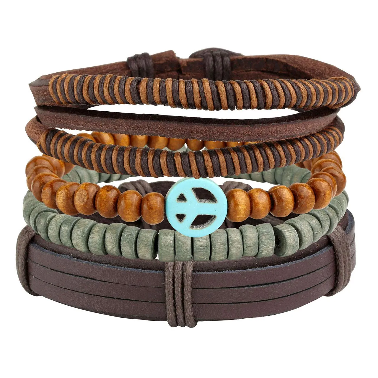 Manfnee 18Pcs Bracciale Corda Pelle PU Polsino Intrecciata Punk Gotico Vintage Uomo Donna Regolabile - immagine 3