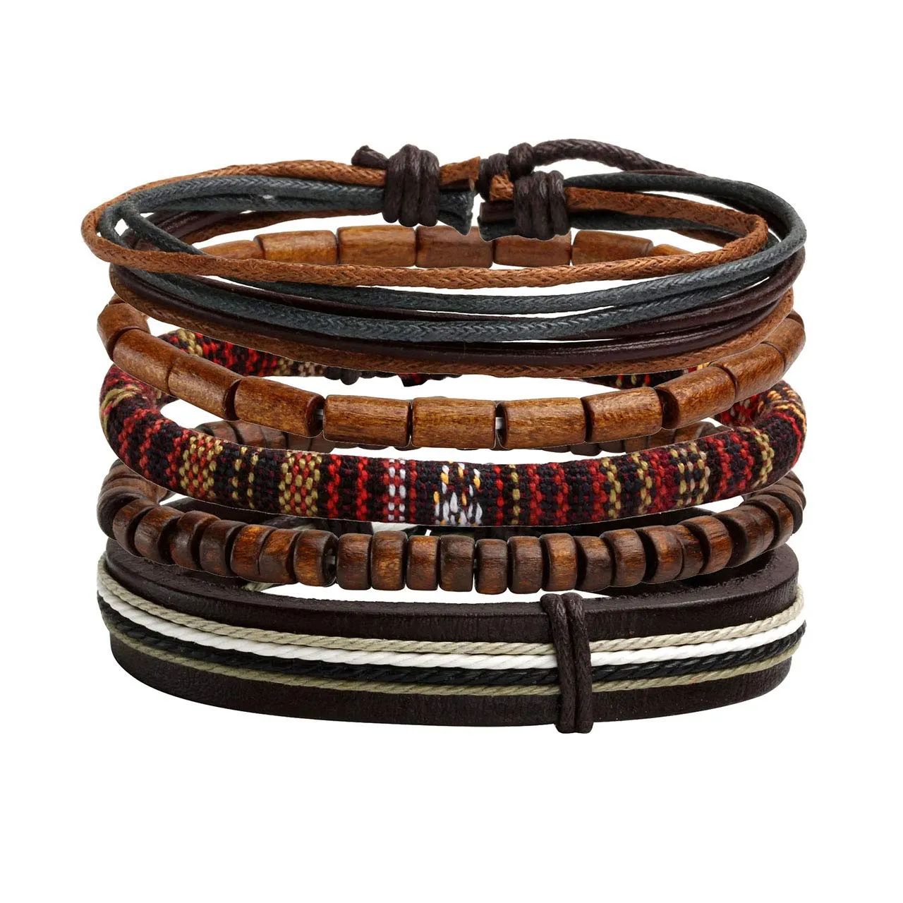 Manfnee 18Pcs Bracciale Corda Pelle PU Polsino Intrecciata Punk Gotico Vintage Uomo Donna Regolabile - immagine 4