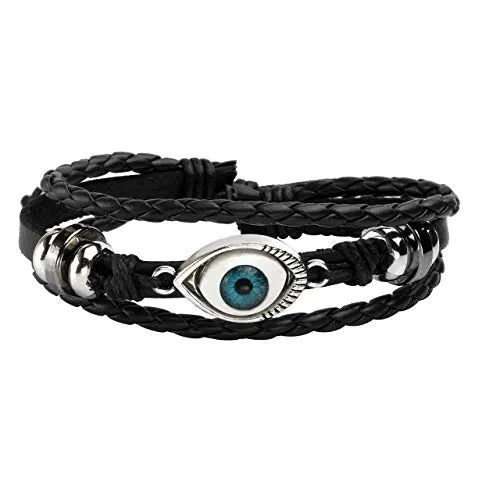 Manfnee Bracciale Intrecciato in Pelle PU Nero, Stile Punk Vintage Gotico, Regolabile, Set da 6 Pezzi - immagine 4