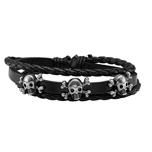 Manfnee 10Pcs Bracciale Corda Pelle PU Intrecciata Punk Gotico Vintage Uomo Donna Regolabile - immagine 2
