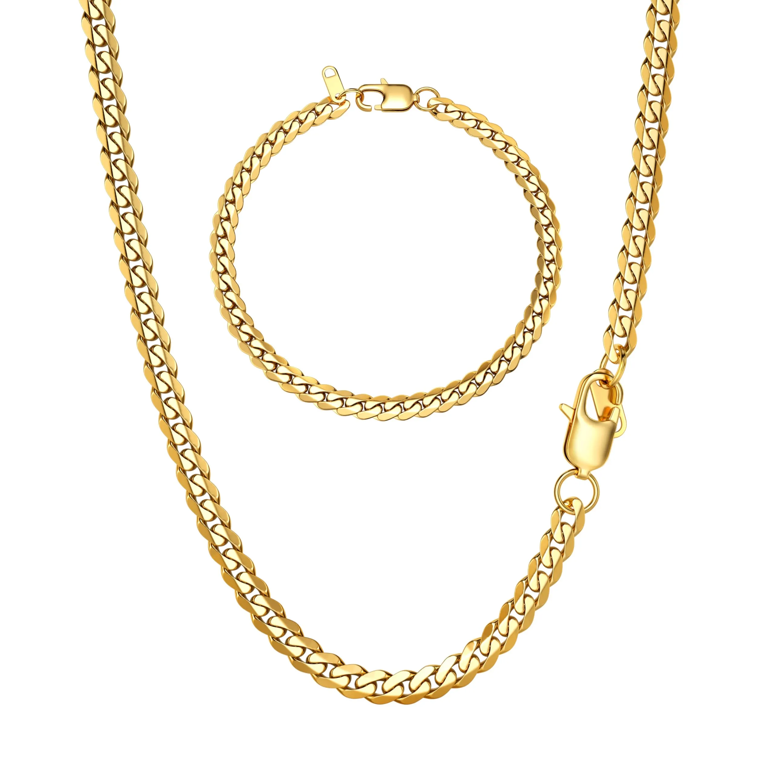 LOLIAS Set Collana e Bracciale Uomo in Acciaio Inossidabile Placcato Oro 14 Carati - immagine 8