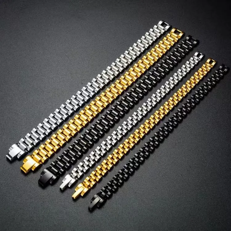 JSNOM Bracciale Cubano Uomo in Acciaio Inossidabile, Nero, 20 cm x 12 mm - immagine 7