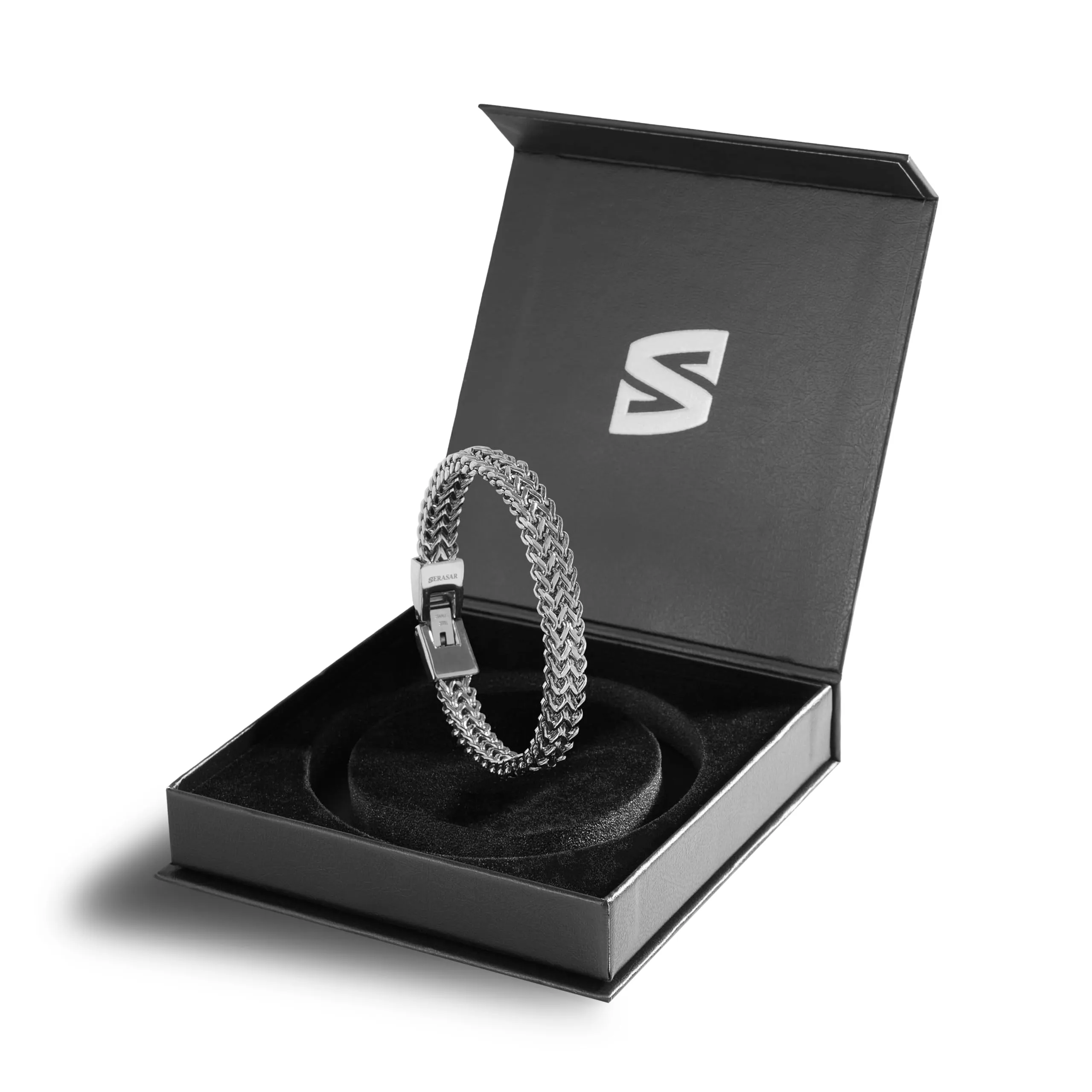 SERASAR Bracciale Uomo Catena Cubana in Acciaio Inox, Argento, 20cm - immagine 2