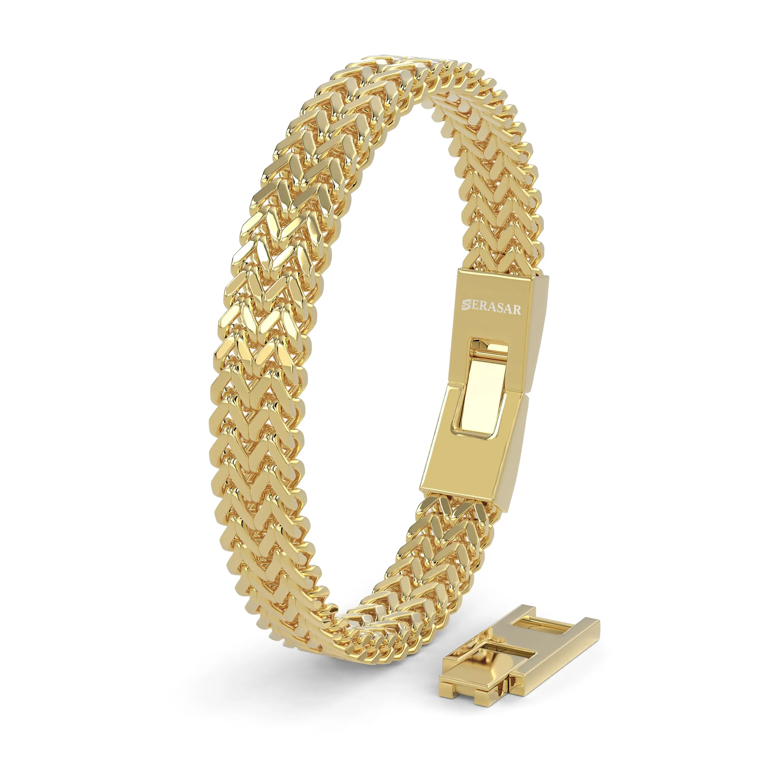 SERASAR Bracciale Uomo in Acciaio Inossidabile, Oro, 23cm - immagine 1