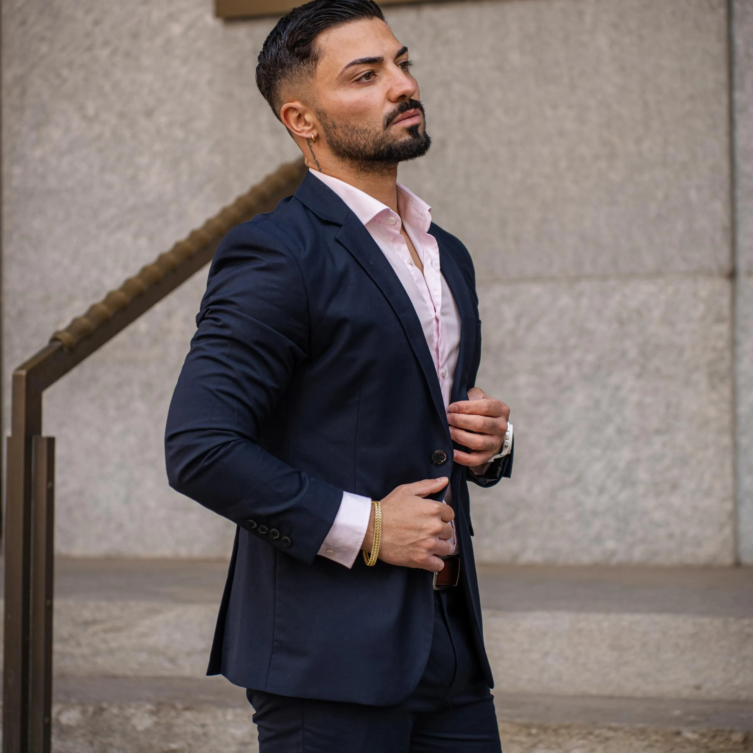 SERASAR Bracciale Uomo Catena Cubana in Acciaio Inox Oro, 20cm - immagine 5