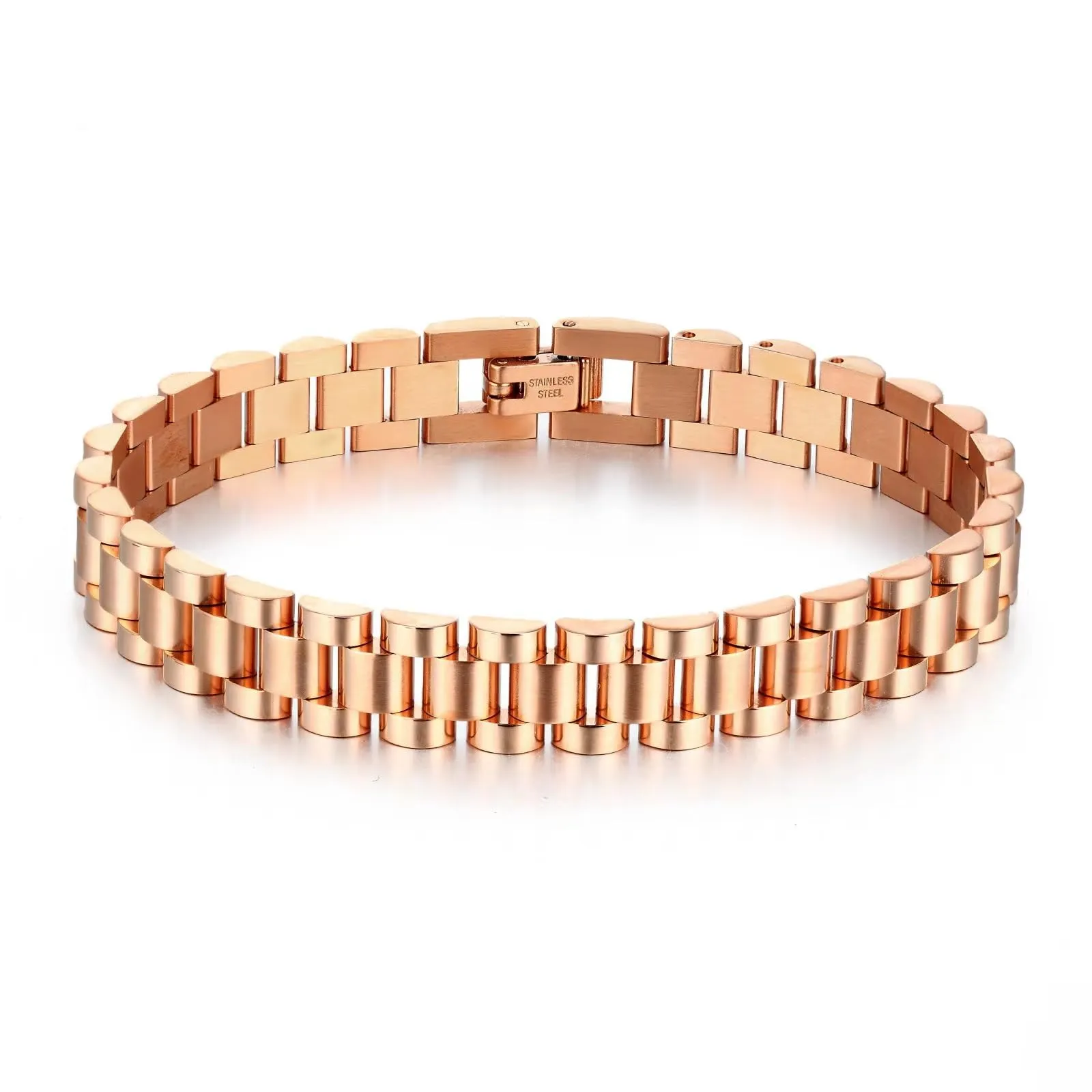 JSNOM Bracciale Cubano Uomo in Acciaio Inossidabile, Oro Rosa, 20 cm - immagine 1