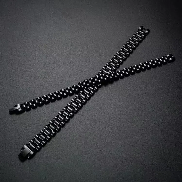 JSNOM Bracciale Cubano Uomo in Acciaio Inossidabile, Nero, 20 cm, 8mm - immagine 4