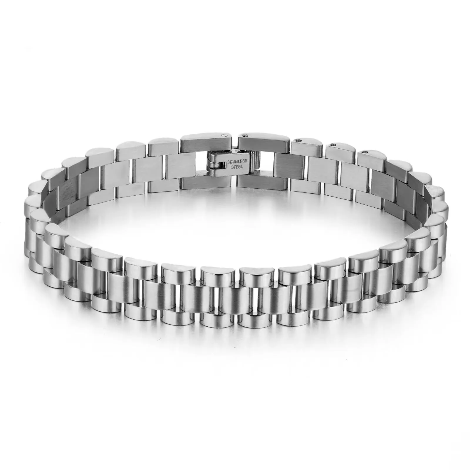 JSNOM Bracciale Uomo a Maglia Cubana in Acciaio Inossidabile, Argento, 8/10/12 mm, 20 cm - immagine 1