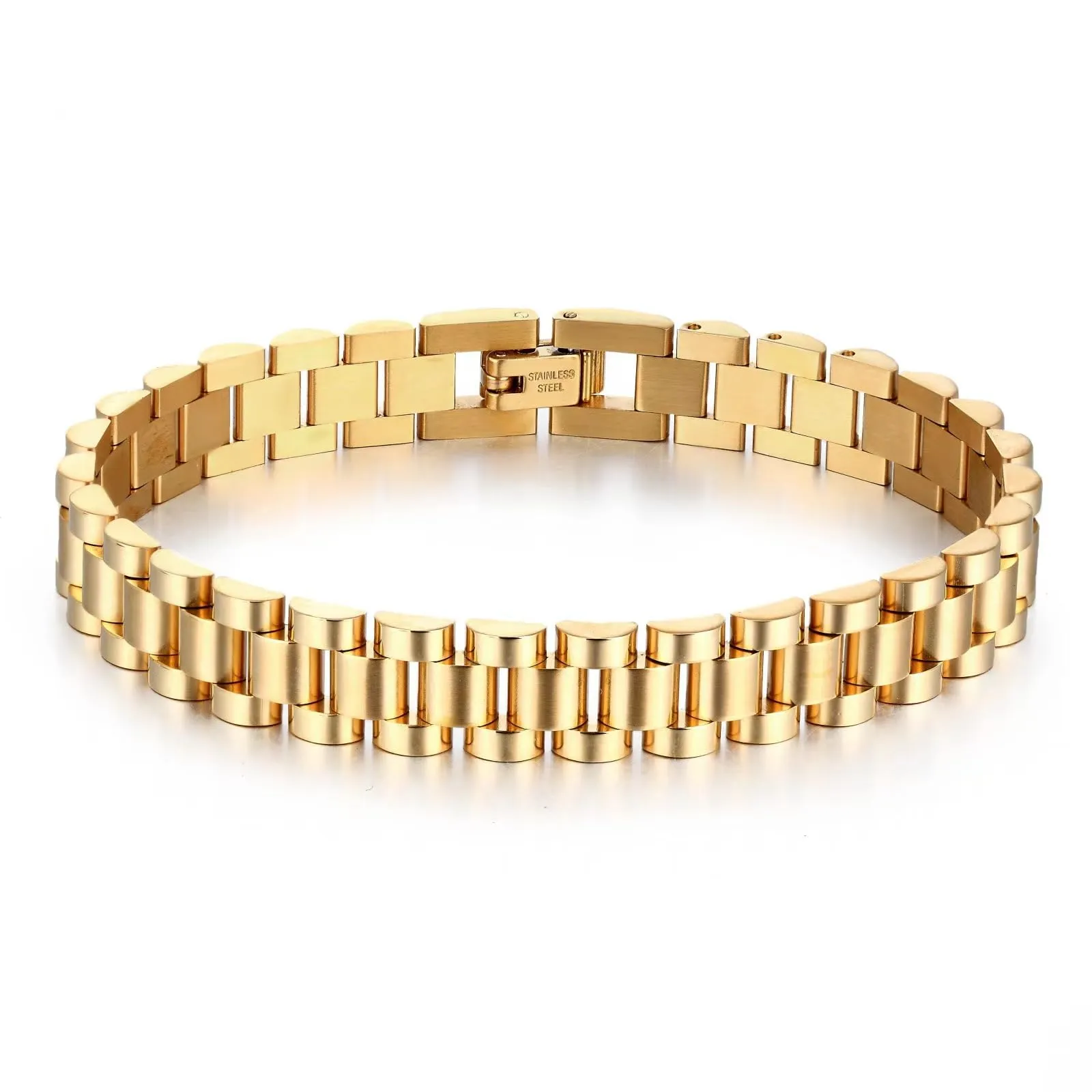 JSNOM Bracciale Uomo a Maglia Cubana in Acciaio Inossidabile, Oro, 20 cm x 12 mm - immagine 1