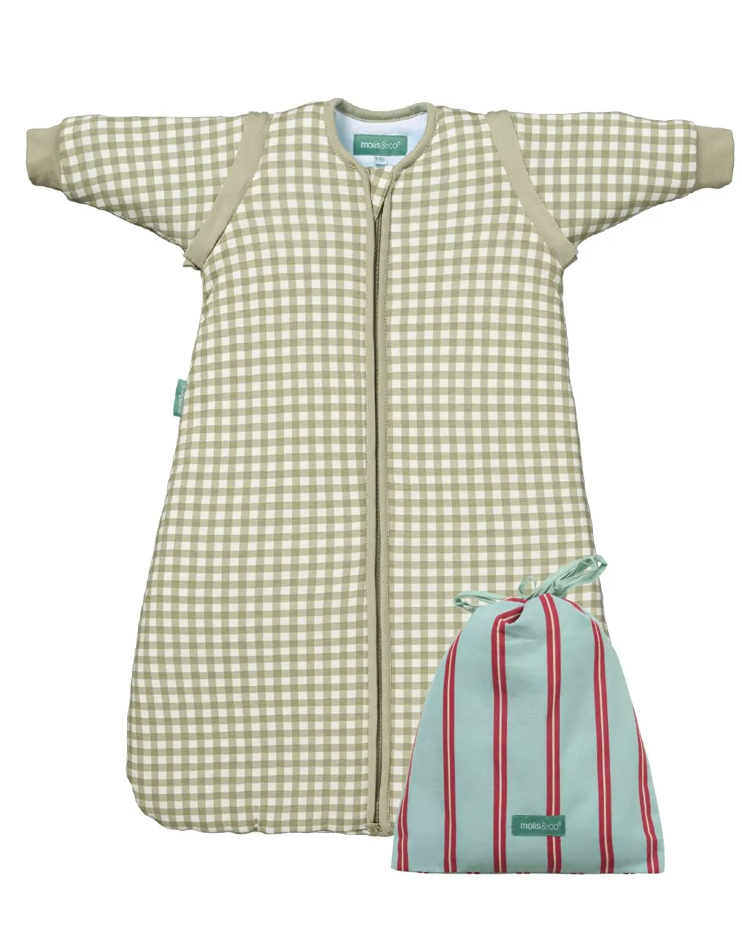 molis & co Sacco Nanna con Maniche Staccabili 2.5 TOG, 100% Cotone Oeko-TEX 100, Mint Tea, 12-18 mesi - immagine 1