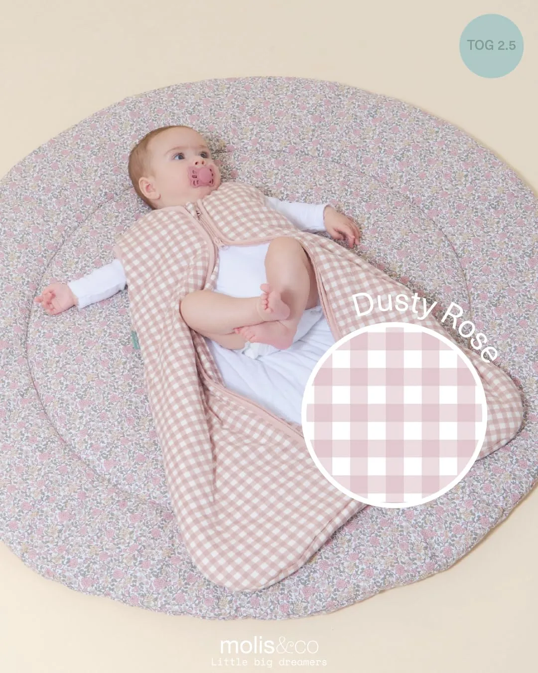 molis & co Sacco Nanna Invernale per Neonati e Bambini 2.5 TOG, 100% Cotone Oeko-TEX 100, Dusty Rose, 6-18 mesi - immagine 4