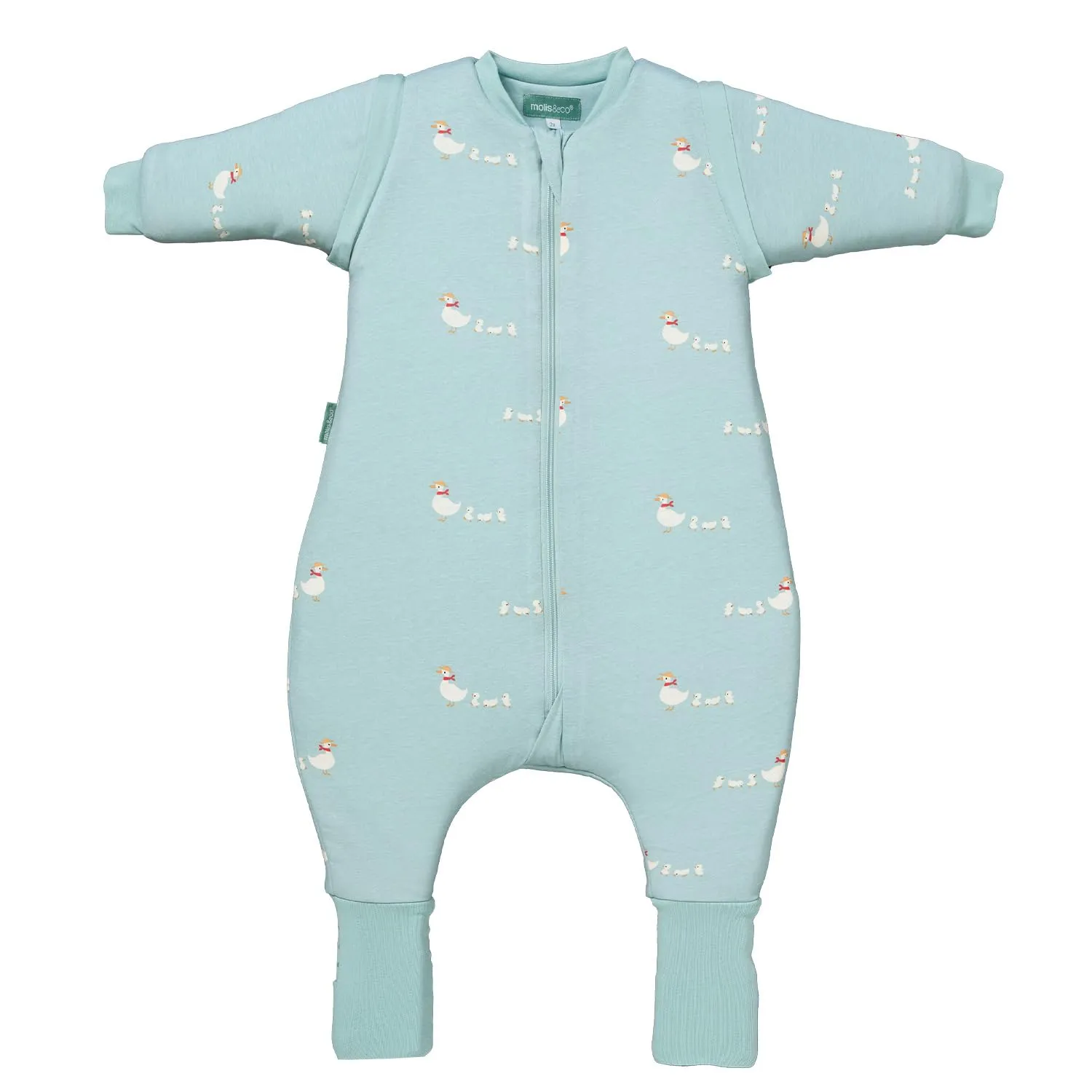 molis & co Sacco Nanna con piedini, maniche staccabili e calzini, 2.5 tog, 100% Cotone Oeko-TEX 100, Duck Family, 6 mesi - immagine 1