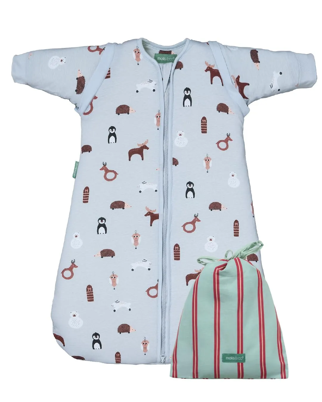 molis & co Sacco Nanna con Maniche Staccabili, 2.5 TOG, 100% Cotone Oeko-Tex 100, Winter Animals, 6-12 mesi - immagine 1