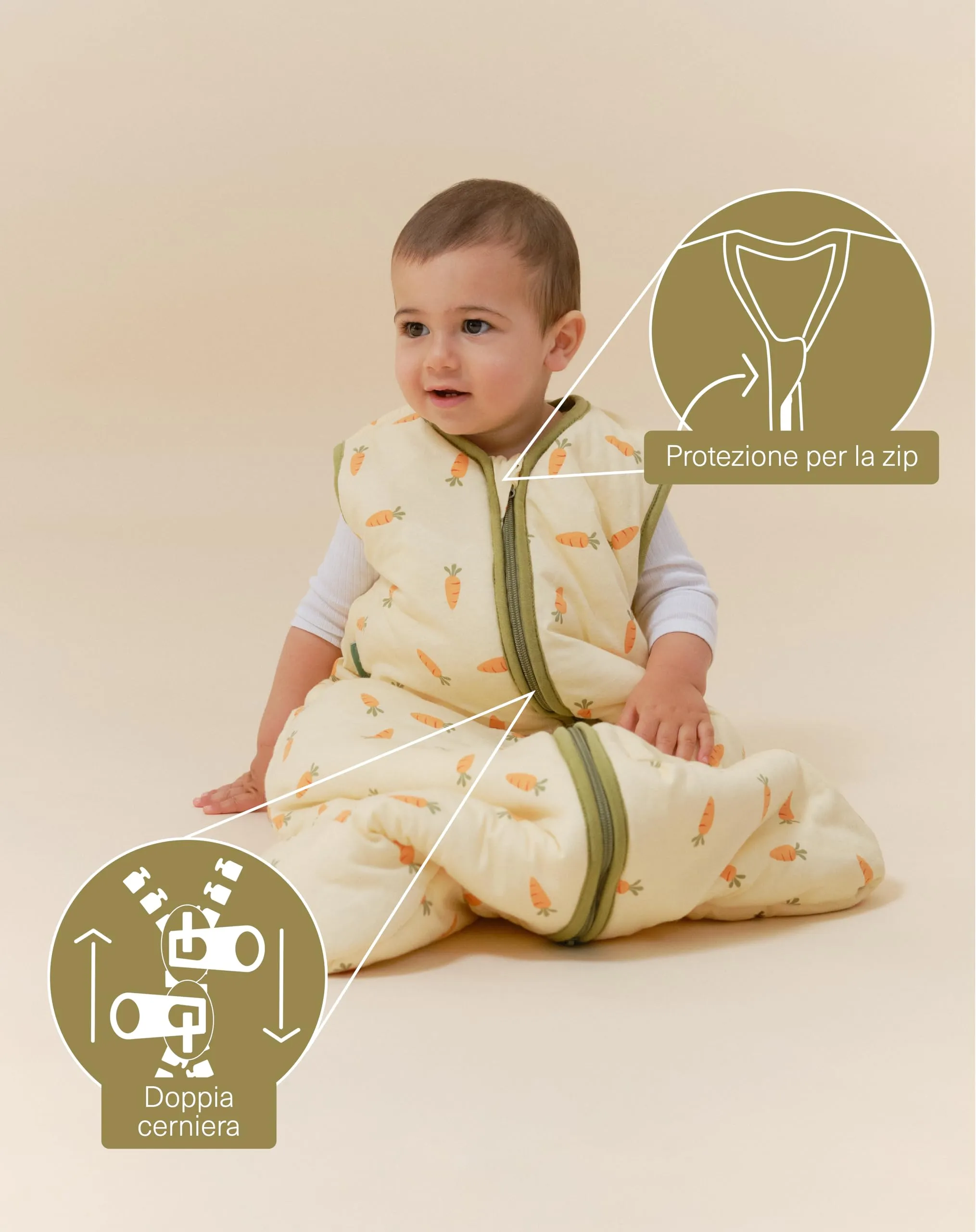 molis & co Sacco Nanna Invernale 2.5 TOG 100% Cotone Oeko-TEX 100 Carrots 18-36 mesi - immagine 3