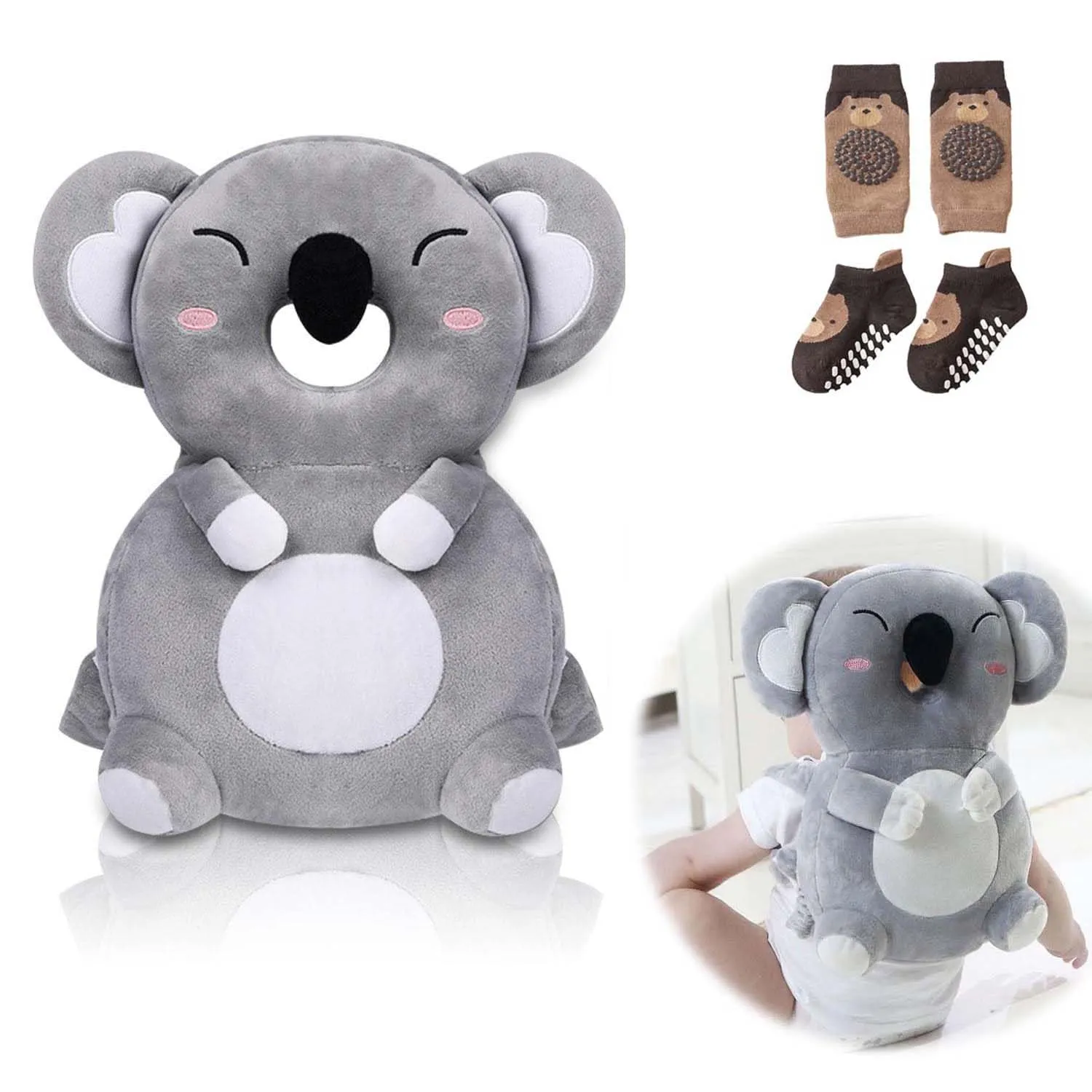 Bambebe Cuscino Anticaduta Protezione Testa per Neonato e Bambini, Zainetto Regolabile Primi Passi (Koala) - immagine 1