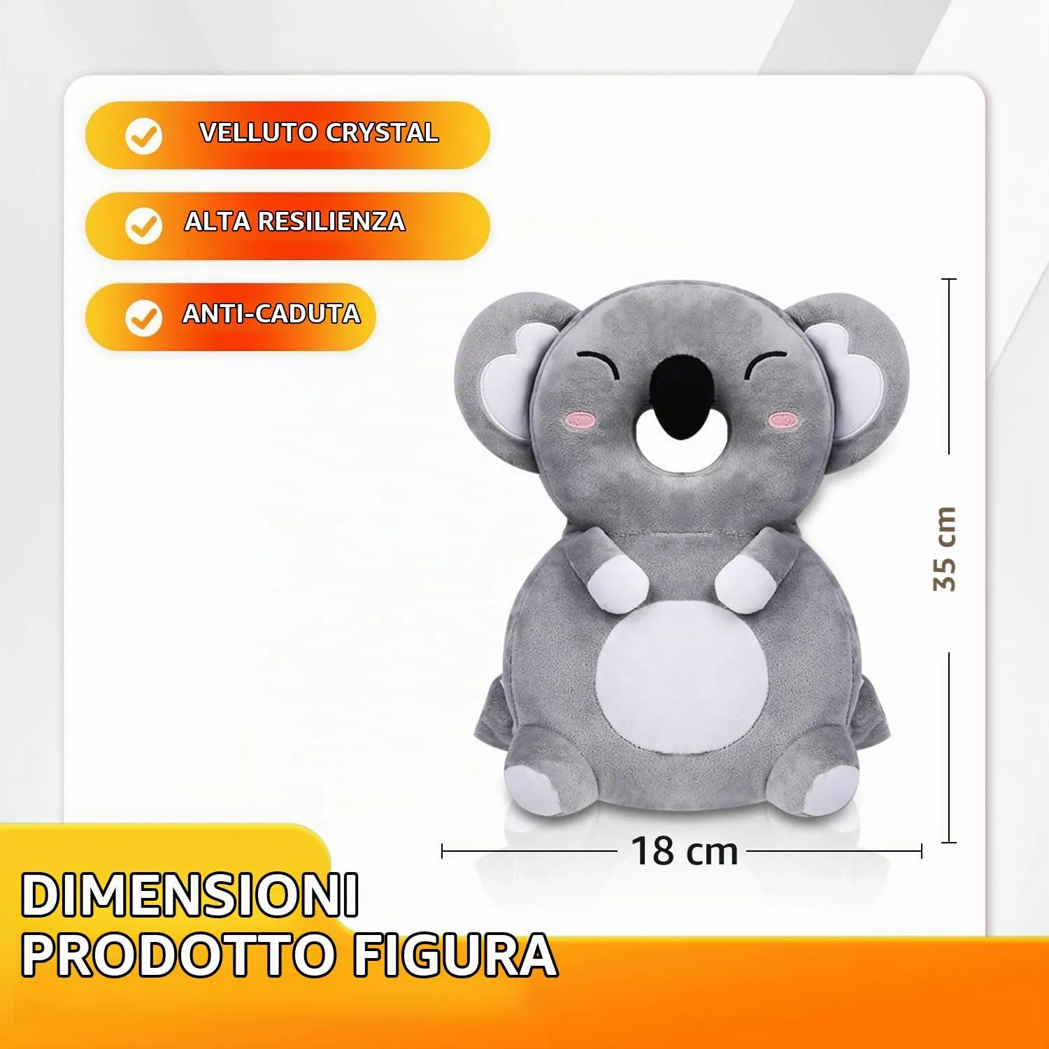 Bambebe Cuscino Anticaduta Protezione Testa per Neonato e Bambini, Zainetto Regolabile Primi Passi (Koala) - immagine 5